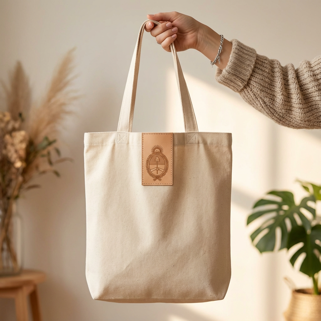 Bolsa de tela con marca aplicada